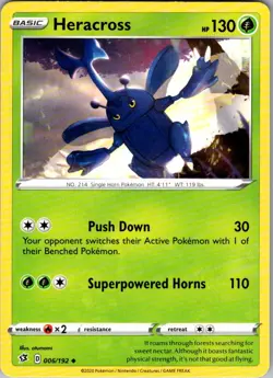 Heracross Rebel Clash 006/192 Uncommon Pokemon Near Mint - Image 1