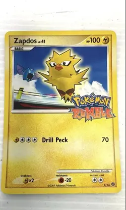 Vintage Zapdos 8/16 Pokemon Rumble TCG Trading Card Holo Stamped 2009 - Image 1