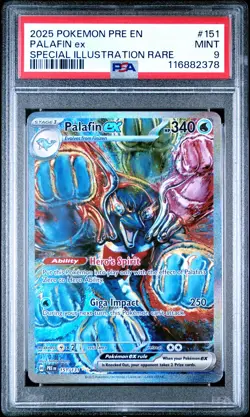 2025 POKEMON PRE EN-PRISMATIC EVOLUTIONS #151 PALAFIN EX PSA 9 - Image 1
