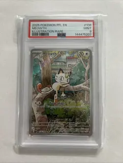 2025 Pokemon Pfl En-Phantasmal Flames #106 Meowth Illustration Rare PSA 9 - Image 1