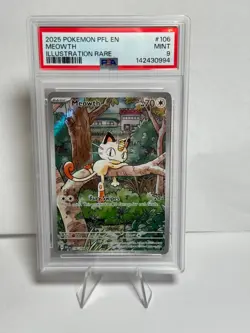 2025 Pokemon Pfl En-Phantasmal Flames #106 Meowth Illustration Rare - PSA 9 MINT - Image 1