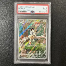 2025 POKEMON PFL EN-PHANTASMAL FLAMES ILLUSTRATION RARE #106 MEOWTH PSA 9 - Image 1