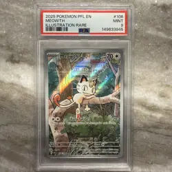 2025 POKEMON PFL EN-PHANTASMAL FLAMES ILLUSTRATION RARE #106 MEOWTH PSA 9 - Image 1