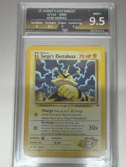 LT. Surge's Electabuzz 6/132 Gym Heroes - Pokemon Card - get graded 9.5 mint+ - Image 1