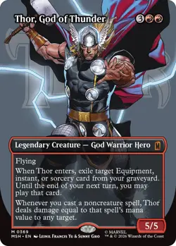 Mint/Near-Mint, English - 1 x MTG Thor, God of Thunder (0369) - Foil - Borderles - Image 1