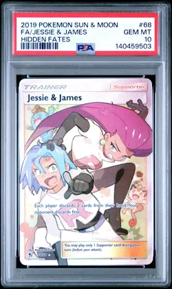 Jessie & James Hidden Fates Pokemon Sun & Moon Hidden Fates 68 NM PSA 10 - Image 1