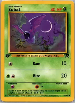 Zubat 70/82 Common Team Rocket Pokemon 1st Edition Lightly Played - Image 1