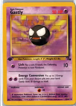 Gastly 33/62 Uncommon Fossil Pokemon 1st Edition Moderately Played - Image 1