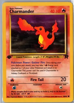 Charmander 50/82 Common Team Rocket Pokemon 1st Edition Lightly Played - Image 1