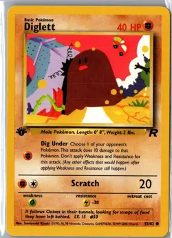 Diglett 52/82 Common Team Rocket Pokemon 1st Edition Lightly Played - Image 1