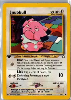 Snubbull 74/111 Common Neo Genesis Pokemon 1st Edition Moderately Played - Image 1