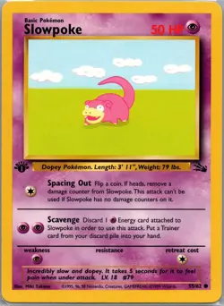 Slowpoke 55/62 Common Fossil Pokemon 1st Edition Moderately Played - Image 1