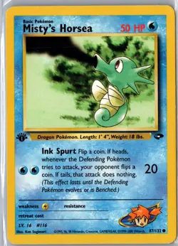 Misty's Horsea 87/132 Common Gym Challenge Pokemon 1st Edition Moderately Played - Image 1