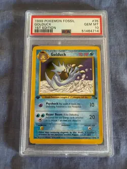 Golduck Pokemon Fossil Gem Mint PSA 10 1st Edition - Image 1