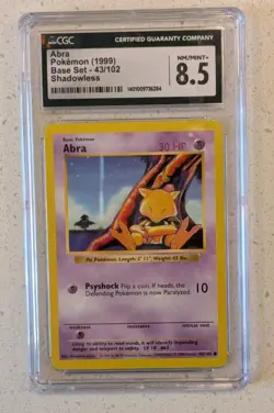 Abra 1999 Base Set Shadowless 43/102 Pokemon Card - CGC 8.5 - Image 1
