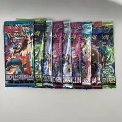 Pokemon Korean Booster Pack Bundle x9 Sealed Packs TCG Random Mix Job Lot Rare - Image 1
