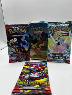 Pokemon TCG Bundle Lot – 3 Booster Packs + Pikachu Tin – Sealed/FACTORY SEALED - Image 2