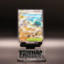 Surfing Beach 114/086 Chaos Rising Pokemon TCG Trainer Stadium Full Art Holo - Image 1