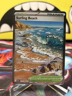Surfing Beach 114/086 Chaos Rising Pokemon TCG Trainer Stadium Full Art Holo - Image 1