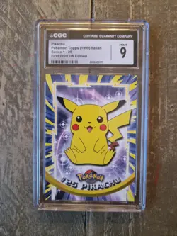 CGC 9 Mint Graded Pikachu #25 Topps Series 1 Pokemon Card #25 1999 ITALIAN - Image 1