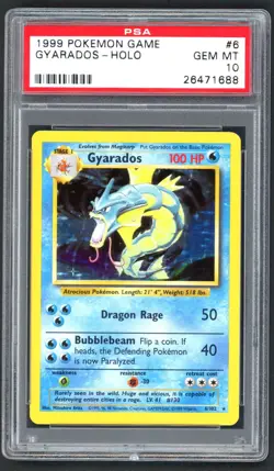 Pokemon Card - PSA 10 Gyarados 6/102 - Base Set - GEM MT - PSA10 - Image 1