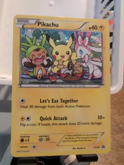Pikachu XY95 holographic promo card from the 2016 Pokemon TCG XY Black Star set. - Image 1