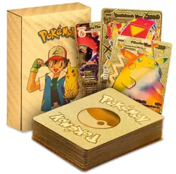 55PCS Pokemon Card Foil GOLD PACK 55 CARDS TCG GX Vmax GX Card Charizard Rare - Image 1