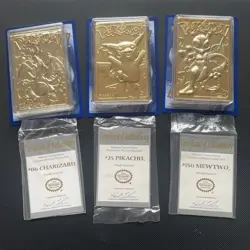 ✨Vintage Pokemon 23K Gold Plated Cards Charizard Pikachu Mewtwo Set 1999 W/COA✨ - Image 1