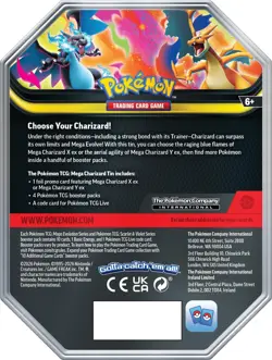 Pokemon TCG Mega Charizard X Tin 2026 English 10+ Cards Promo Booster 6+ - Image 2