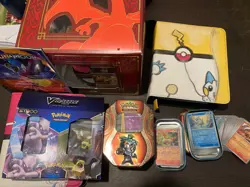 Pokemon Bundle Folders + Tins + Charizare Ex + 400 More Cards Charizard Display - Image 1