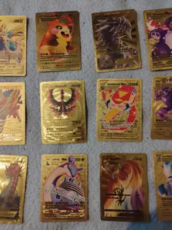 Pokemon Cards Gold Foil Fan Art Card Bundle X 12 V VMAX EX Charizard Moltres - Image 3