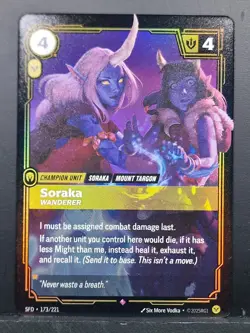 173/221 Soraka - Wanderer : Rare Foil Riftbound TCG Card : Spiritforged - Image 1
