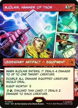 Mjolnir, Hammer of Thor Foil Borderless Marvel Super Heroes NM MTG - Image 1