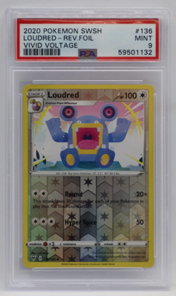 2020 Pokemon SWSH Vivid Voltage Reverse Foil #136 - PSA MINT 9 - LOUDRED - Image 1