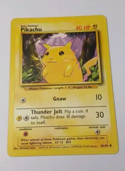 Pokemon TCG Pikachu 58/102 NM LP Base Set Vintage 1999 WOTC - Image 2