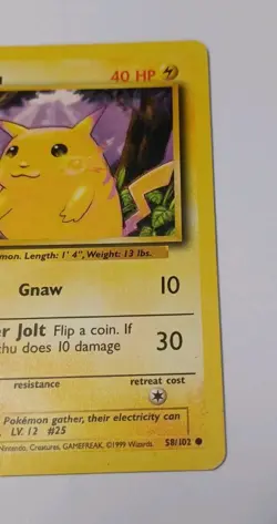 Pokemon TCG Pikachu 58/102 NM LP Base Set Vintage 1999 WOTC - Image 4