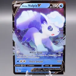 Alolan Vulpix V 033/195 Ultra Rare SWSH12: Silver Tempest Pokemon TCG NM - Image 1