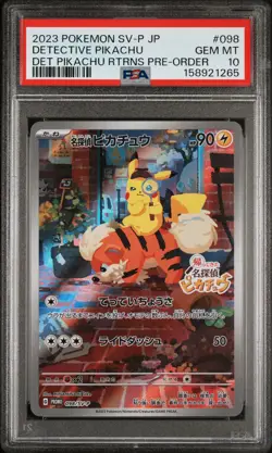 2023 POKEMON JAPANESE SV-P PROMO #098 DETECTIVE PIKACHU PSA 10 - Image 1