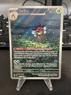 Pokemon TCG Ledian Stellar Crown Holo Card Illustration Rare 144/142 - Image 1