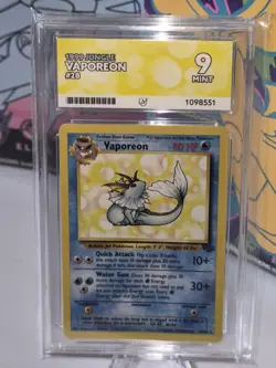Pokemon Vaporeon Card 28/64 Non-Holo, Jungle Set Rare Ace Grade 9 - Image 1