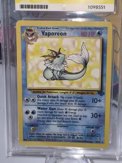 Pokemon Vaporeon Card 28/64 Non-Holo, Jungle Set Rare Ace Grade 9 - Image 3