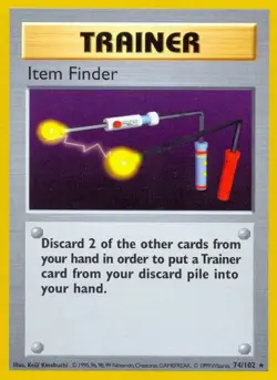 Pokemon Item Finder 74/102 - Rare Trainer - (96) SHADOWLESS Base Set - Image 1