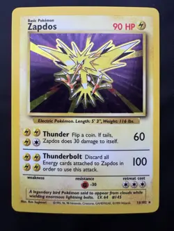 Pokemon Card english Zapdos Holo 16/102 Base Set Wizards 1999 EX/LP - Image 1