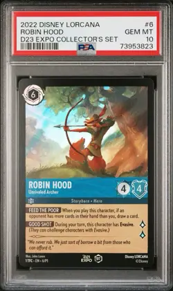 Disney Lorcana Robin Hood 2022 D23 PSA 10 First Edition - Image 1