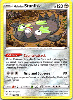 Galarian Stunfisk 125/185 Pokemon Vivid Voltage Regular Light Play - Image 1