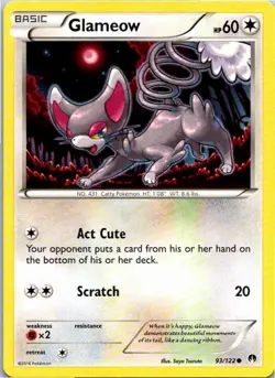 Glameow 93/122 Common Regular Pokemon XY Breakpoint Mint - Image 1
