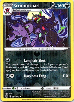Grimmsnarl 094/172 Pokemon Brilliant Stars Light Play Reverse Holo - Image 1
