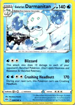 Galarian Darmanitan (44) 044/189 Rare SWSH03: Darkness Ablaze NM Pokemon - Image 1