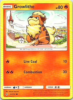 Growlithe 21/214 Pokemon Unbroken Bonds Light Play - Image 1