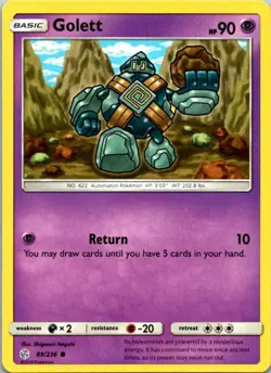 Golett 89/236 Common Pokemon Sun & Moon Cosmic Eclipse Mint - Image 1